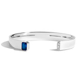 Shahla Karimi Sapphire Emerald Cut Cuff w/ Pavé 14K White Gold or Platinum
