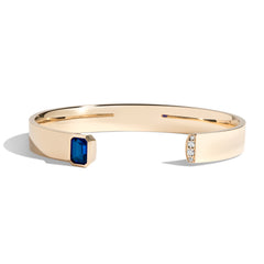 Shahla Karimi Sapphire Emerald Cut Cuff w/ Pavé 14/18K Yellow Gold