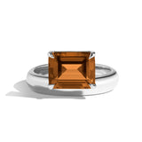 Shahla Karimi Jewelry Wright Emerald Cut Citrine Offset Donut Ring 14K White Gold or Platinum