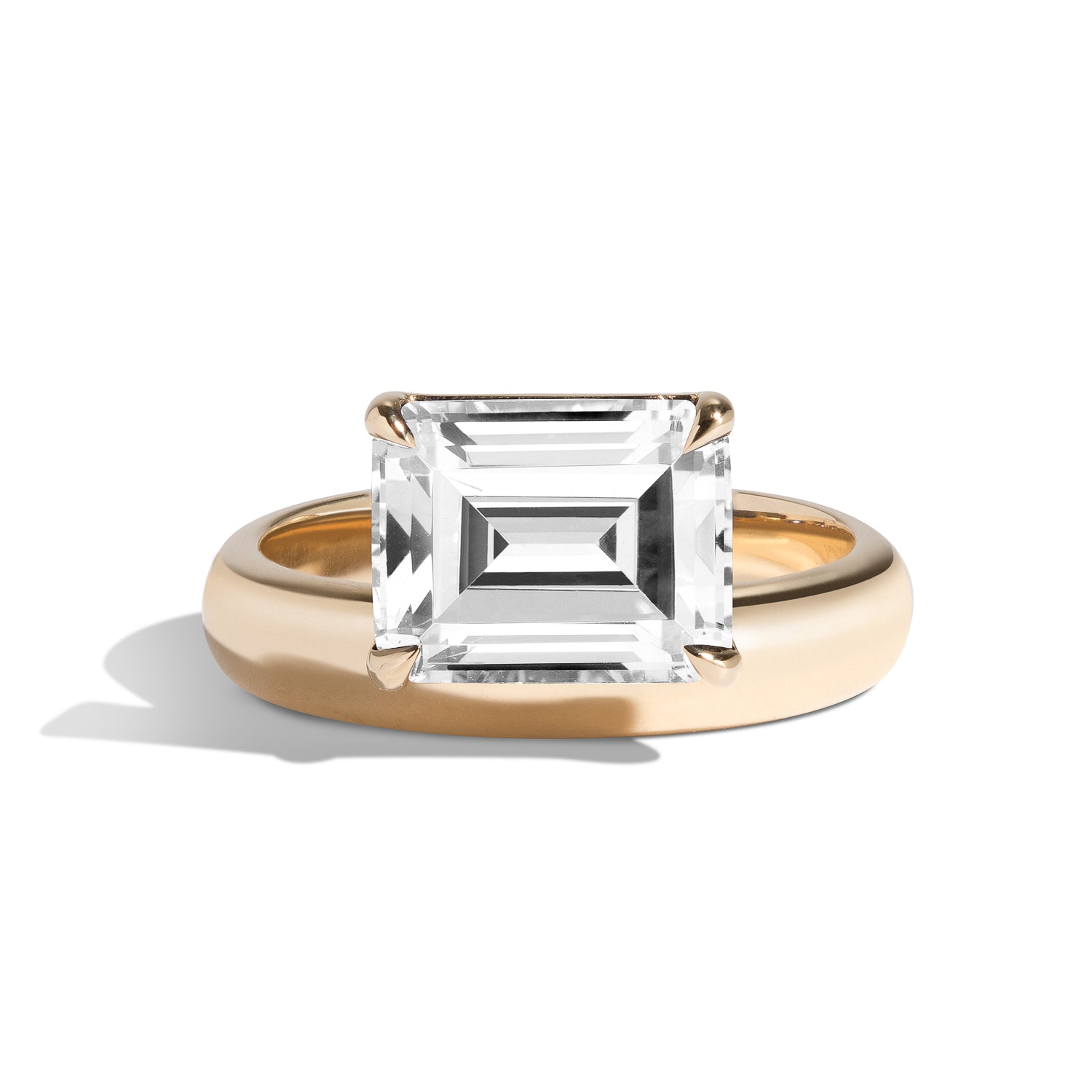 Shahla Karimi Jewelry Wright Emerald-Cut Diamond Offset Donut Ring 14/18K Yellow Gold