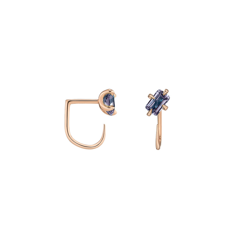 Shahla Karimi Alexandrite Emerald-Cut Claw Earrings 14K Rose Gold