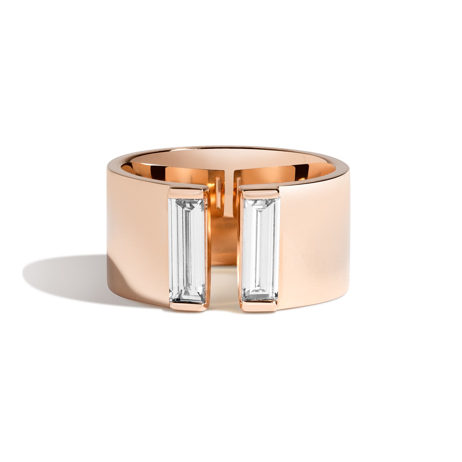 Shahla Karimi Jewelry Double Baguette Gap Ring 14K Rose Gold