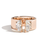 Shahla Karimi Jewelry Double Moon Gap Ring 14K Rose Gold
