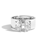 Shahla Karimi Jewelry Double Moon Gap Ring 14K White Gold or Platinum
