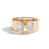 Shahla Karimi Jewelry Double Moon Gap Ring 14/18K Yellow Gold