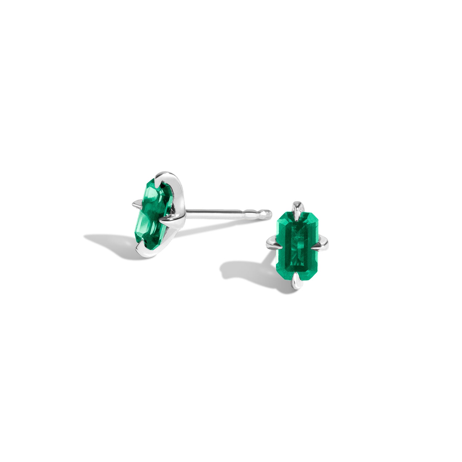 Shahla Karimi Emerald Emerald-Cut Studs 14K White Gold