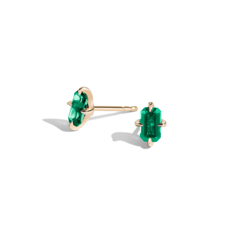 Shahla Karimi Emerald Emerald-Cut Studs 14K Yellow Gold