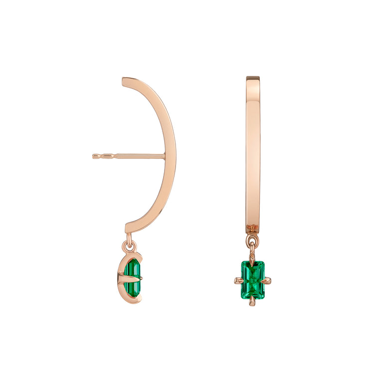 Shahla Karimi Emerald Zaha Ear Arc Dangles in 14K Rose Gold