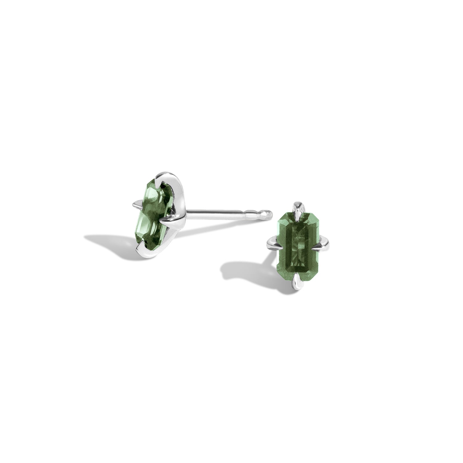 Shahla Karimi Mint Green Sapphire Emerald-Cut Studs 14K White Gold