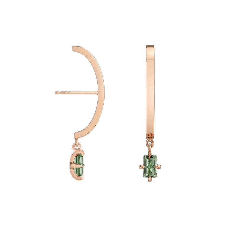 Shahla Karimi Mint Green Sapphire Zaha Ear Arc Dangles in 14K Rose Gold