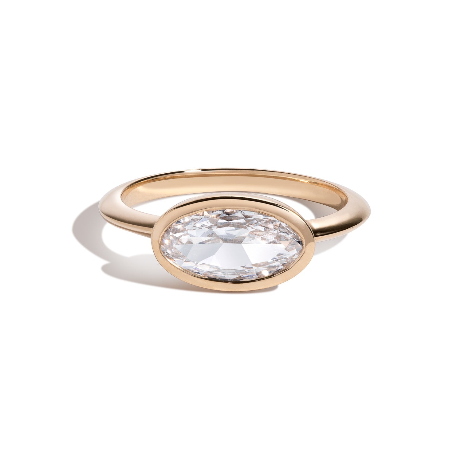 Shahla Karimi Jewelry Bezel-Set Moval Ring 14/18K Yellow Gold