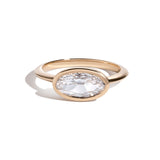 Shahla Karimi Jewelry Bezel-Set Moval Ring 14/18K Yellow Gold