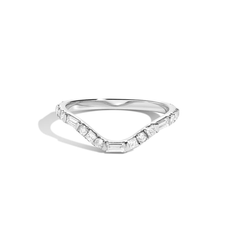 Shahla Karimi Jewelry Perfect curved Demi Band 14K White Gold or Platinum