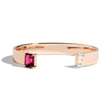 Shahla Karimi Ruby Emerald-Cut Cuff w/ Baguettes 14K Rose Gold