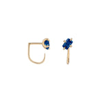 Shahla Karimi Sapphire Emerald-Cut Claw Earrings 14K Yellow Gold