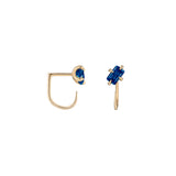 Shahla Karimi Sapphire Emerald-Cut Claw Earrings 14K Yellow Gold