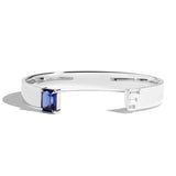 Shahla Karimi Sapphire Emerald-Cut Cuff w/ Baguettes 14K White Gold or Platinum