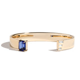 Shahla Karimi Sapphire Emerald-Cut Cuff w/ Baguettes 14/18K Yellow Gold