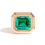 Shahla Karimi Jewelry Super Bowl Ring Emerald 14K Rose Gold Front