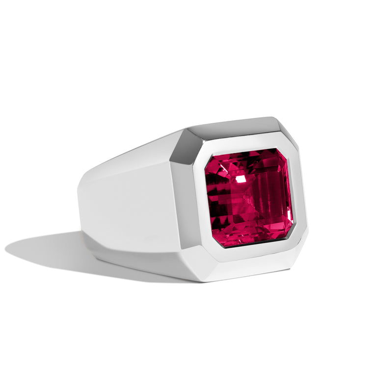 Shahla Karimi Jewelry Super Bowl Ring Ruby 14K White Gold or Platinum Side