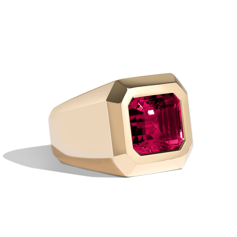 Super Bowl Ring 14K White Gold / Cultivated Ruby (8.37 carats)