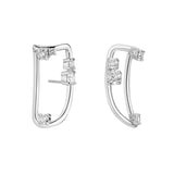 Shahla Karimi Zaha Cluster Curve Earrings 14K White Gold w/ White Diamonds