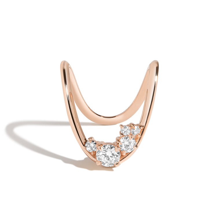 Shahla Karimi Jewelry Zaha Cluster Deep Curve Ring in 14K Rose Gold