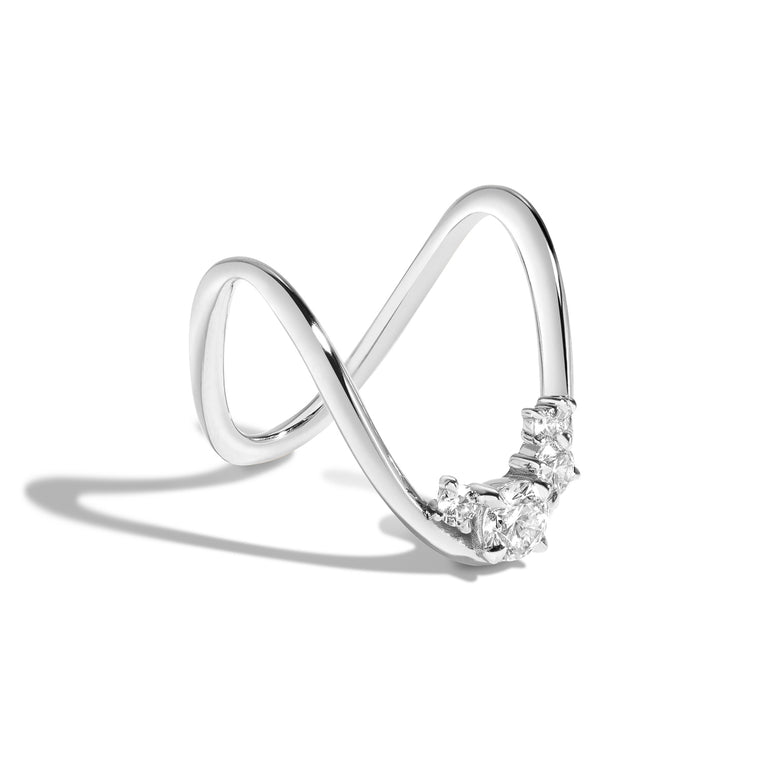 Shahla Karimi Jewelry Zaha Cluster Deep Curve Ring in 14K White Gold Side
