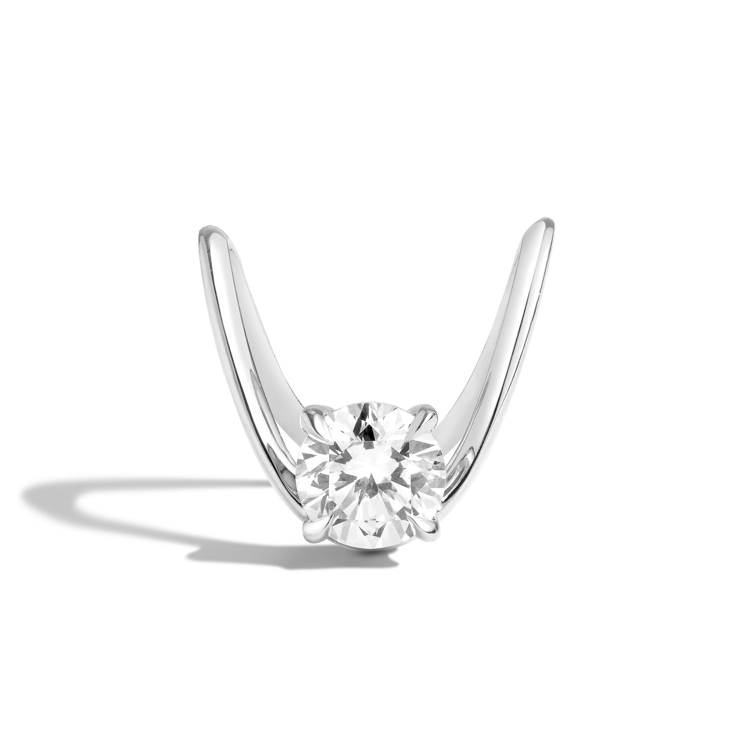 Shahla Karimi Jewelry Zaha Brilliant Deep Curve Ring 14K White Gold/Platinum